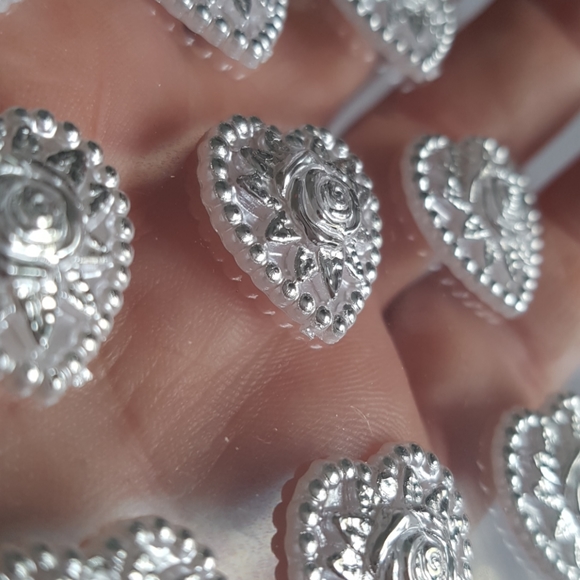 3/15$ 15 pcs 3D Heart Silver Stickers 0.75" inch - Picture 5 of 6